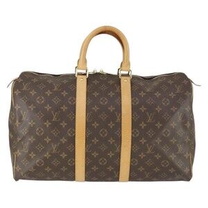 Louis Vuitton Monogram Keepall 45 Travel Bag Brown